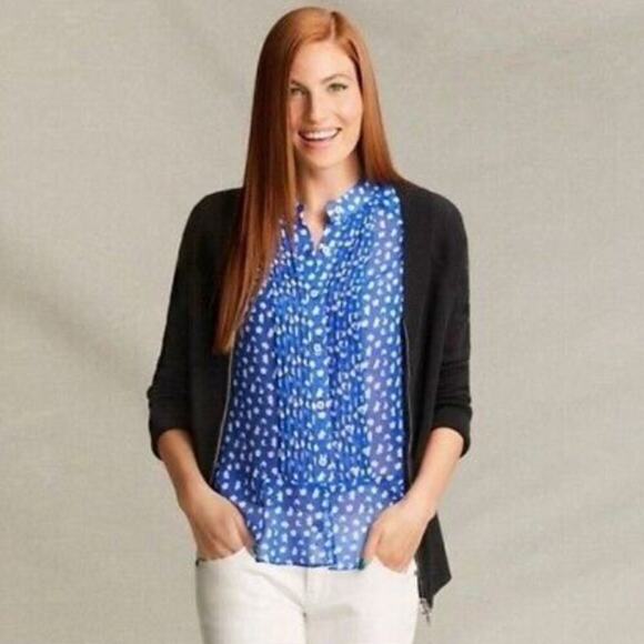 Cabi Blue Floral Peplum Blouse Size M - Picture 2 of 6